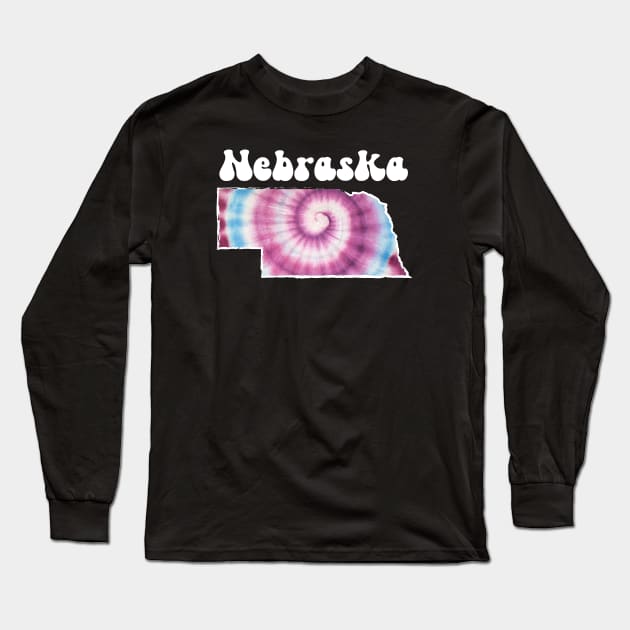 Nebraska Tie Dye Long Sleeve T-Shirt by SunburstGeo